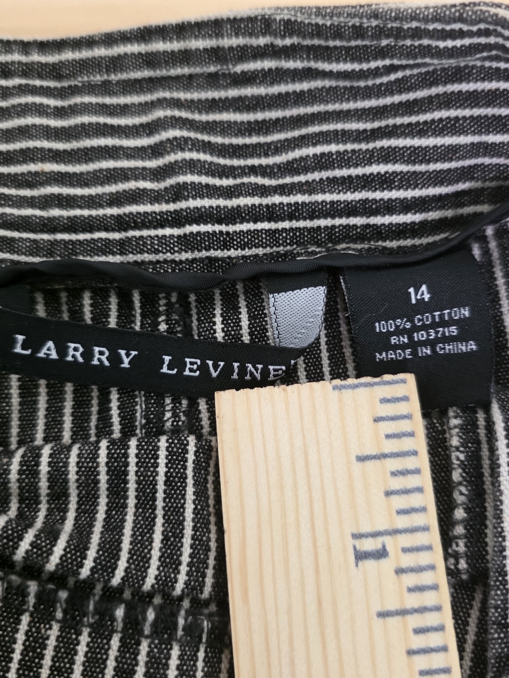 Larry Levine Black and White Striped Pencil Skirt Cotton - Picture 4 of 8